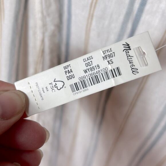 NWT Madewell Linen Cotton Princess-Seamed Midi Dress in Desert Dune Stripe - Picture 15 of 15